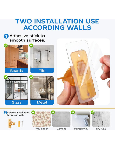 Soportes autoadhesivos para varillas de cortina MUAKIOY - Paquete de 10