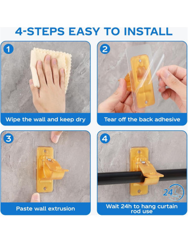 Soportes autoadhesivos para varillas de cortina MUAKIOY - Paquete de 10