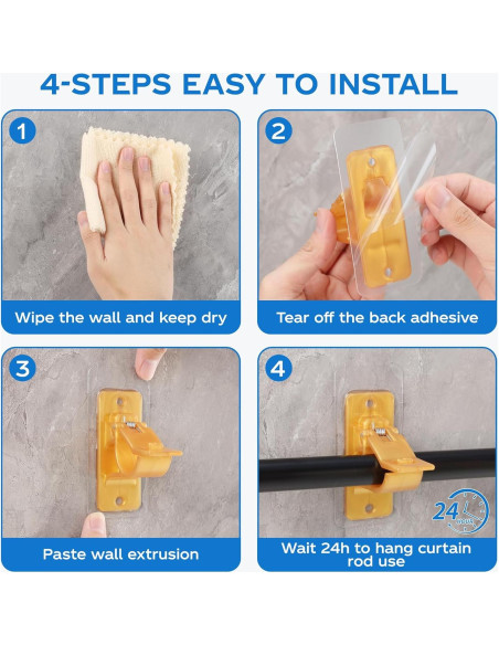 Soportes autoadhesivos para varillas de cortina MUAKIOY - Paquete de 10