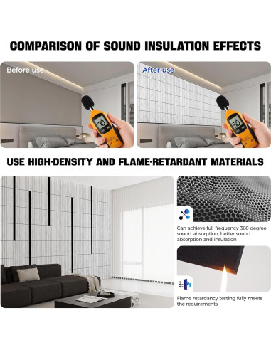 Paquete de 10 Paneles Acústicos Autoadhesivos QDVDQ 40x40cm Gris