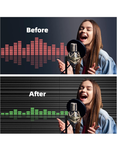 48 Paneles de Espuma Aislante Autoadhesivos 30.48x30.48cm Negro