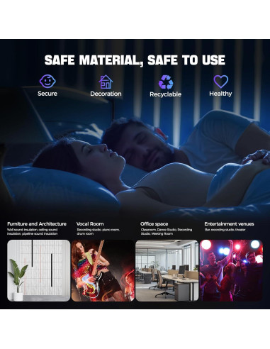 Paquete de 10 Paneles Acústicos Autoadhesivos QDVDQ 40x40cm Gris