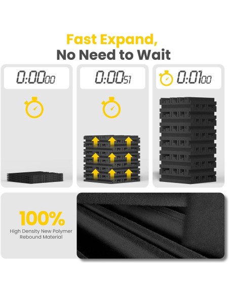 48 Paneles de Espuma Aislante Autoadhesivos 30.48x30.48cm Negro