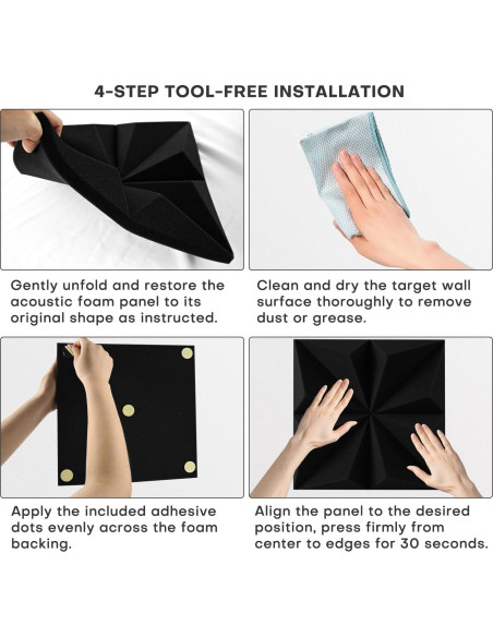 Paquete de 12 Paneles Acústicos Piramidales 30.48x30.48cm Paquete de 12 Paneles Acústicos Piramidales 30.48x30.48cm