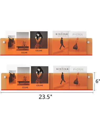 Soporte de Revistas Acrílico ROYALITA 24" Naranja - Paquete de 2