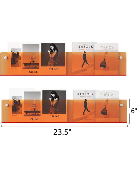 Soporte de Revistas Acrílico ROYALITA 24" Naranja - Paquete de 2