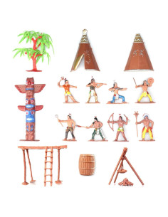 Figuras de Indios Americanos Nativos FUNSHOWCASE - Paquete de 15 Miniaturas