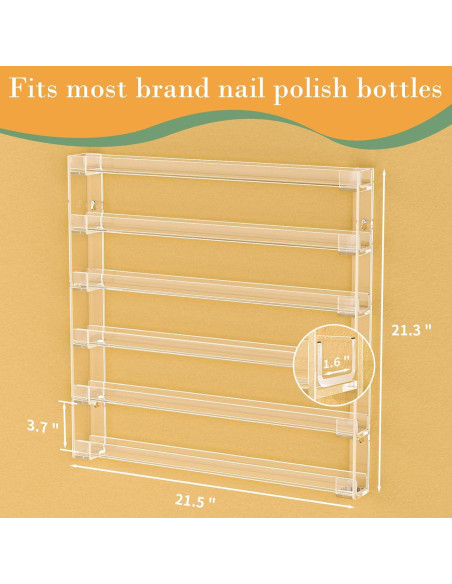 Estante de Esmalte de Uñas FEMELI 56.5x14.2cm 6 Niveles