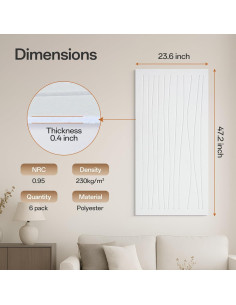 Paneles Acústicos Absorbentes Keemute 6 Pack 120x60 cm Blanco 2