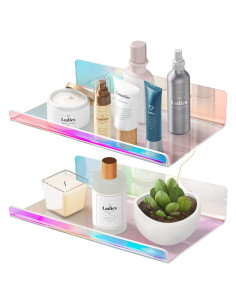Estante Flotante Acrílico Iridiscente NiHome 20.1x11.4cm 2 Pzs