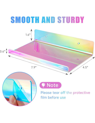 Estante Flotante Acrílico Iridiscente NiHome 20.1x11.4cm 2 Pzs