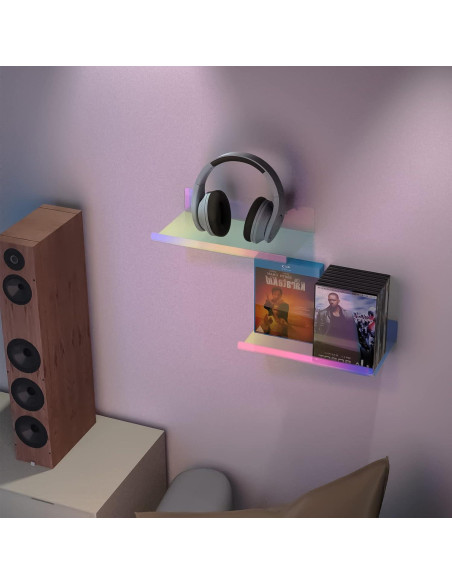 Estante Flotante Acrílico Iridiscente NiHome 20.1x11.4cm 2 Pzs