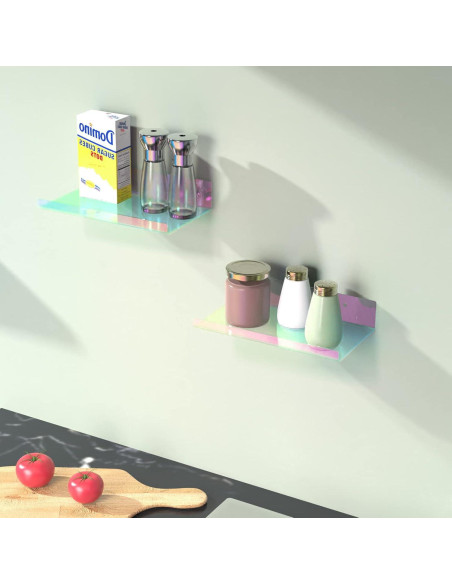 Estante Flotante Acrílico Iridiscente NiHome 20.1x11.4cm 2 Pzs