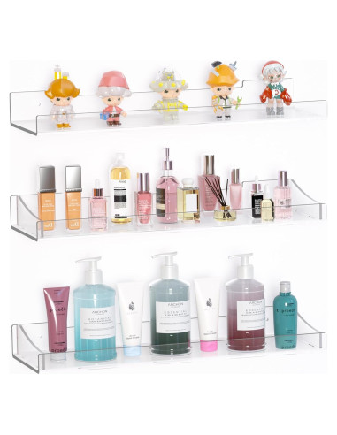 Estantes Flotantes de Acrílico Poerlve - 3 Paquete Transparente