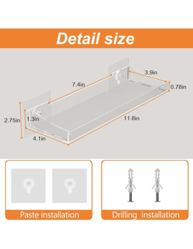 Estantes Flotantes de Acrílico Poerlve - 3 Paquete Transparente