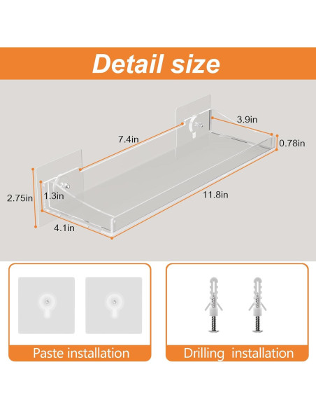 Estantes Flotantes de Acrílico Poerlve - 3 Paquete Transparente