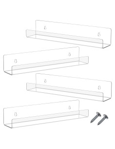 Estante Flotante de Acrílico Blulu 34.69x6.48 cm - 4 Unidades