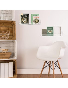 Estante Flotante de Acrílico Blulu 34.69x6.48 cm - 4 Unidades 2