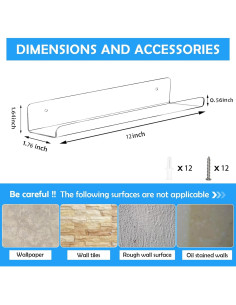 Estante de Vinilo Montado en Pared Gatherchuan, Acrílico, 6 Unidades 2