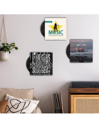 Estante de Vinilo Montado en Pared Gatherchuan, Acrílico, 6 Unidades