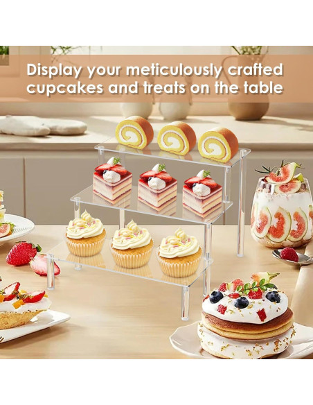 Soporte de Exhibición Acrílico AZEAM 3 Niveles para Cupcakes y Perfumes