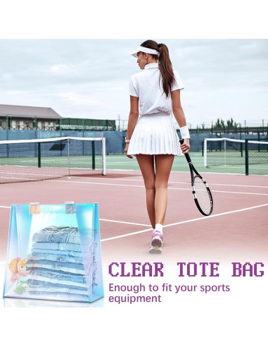 BBTO 6 Pcs Bolsa Tote Transparente Holográfica Aprobada Estadio