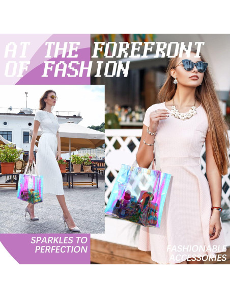 BBTO 6 Pcs Bolsa Tote Transparente Holográfica Aprobada Estadio