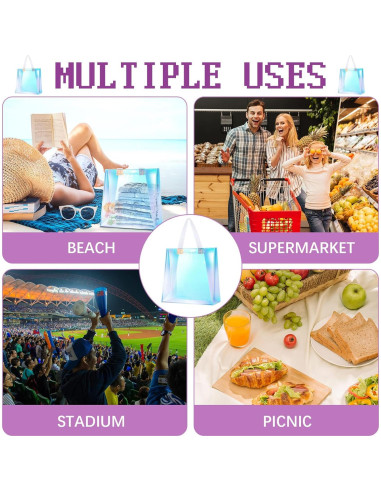 BBTO 6 Pcs Bolsa Tote Transparente Holográfica Aprobada Estadio