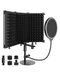 Escudo de Aislamiento de Micrófono Rigych 3 Paneles con Soporte