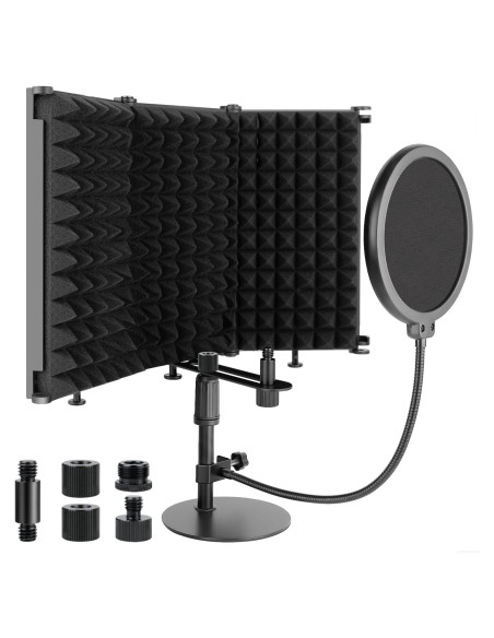 Escudo de Aislamiento de Micrófono Rigych 3 Paneles con Soporte