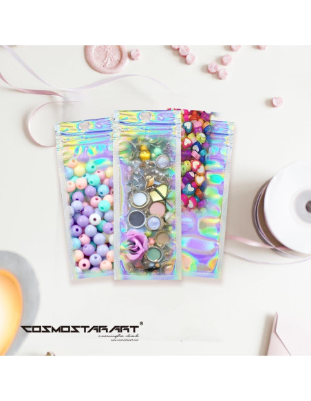 Paquete de 100 Bolsas Holográficas Reutilizables Cosmostarart 6.1x15cm Paquete de 100 Bolsas Holográficas Reutilizables Cosmostarart 6.1x15cm