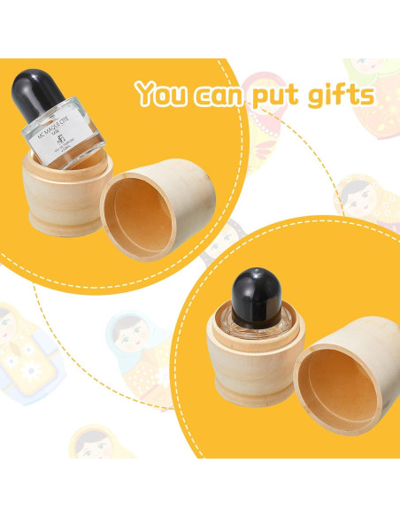 2 Juegos de Muñecas Rusas de Madera Sin Pintar 11.4 cm