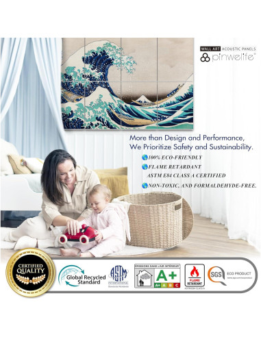 Panel Acústico de Arte Pinwelife 121.9x81.3cm Ukiyo-e
