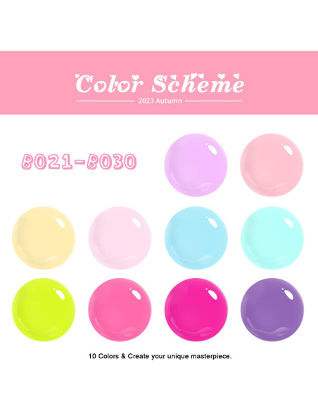 Set de Esmalte de Uñas Gel Neon Pastel Beautpal 10pcs 7ml