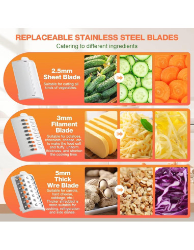 Rallador de Queso Eléctrico Failenfeivp 3 en 1 Blanco