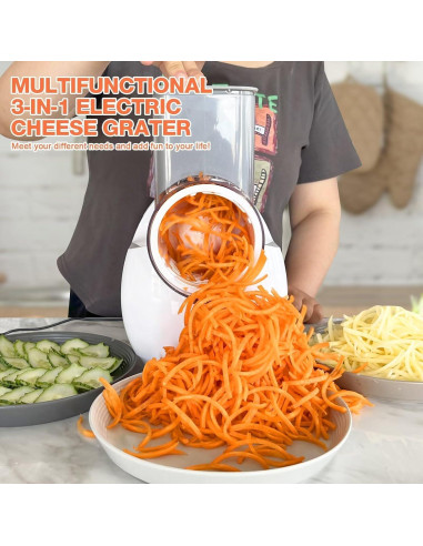 Rallador de Queso Eléctrico Failenfeivp 3 en 1 Blanco