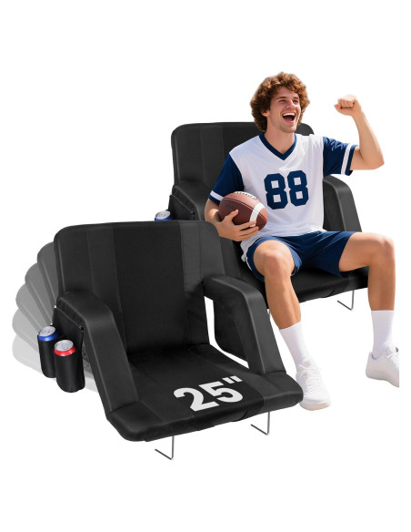 Asientos de Estadio JTSIOV 63.5 cm con Respaldo y Cojín - 2 Paquete