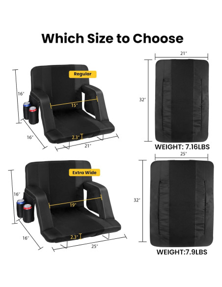 Asientos de Estadio JTSIOV 63.5 cm con Respaldo y Cojín - 2 Paquete
