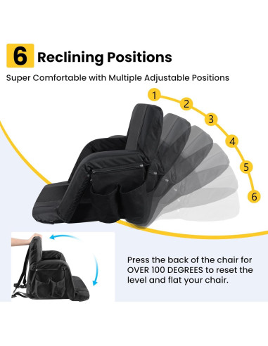 Asientos de Estadio JTSIOV 63.5 cm con Respaldo y Cojín - 2 Paquete