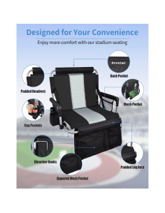 Asiento de Estadio AOOXIMI Plegable con Reposabrazos y Cojín 2