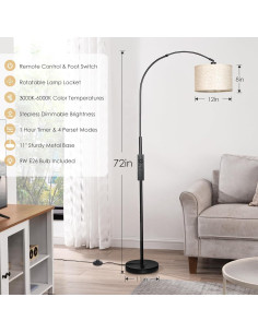 Lámpara de Pie Arco Regulable Qingmiao con Control Remoto 2