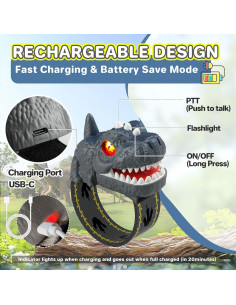 Walkie Talkies Dinosaurio T-Rex Recargables para Niños 2 Pack 2