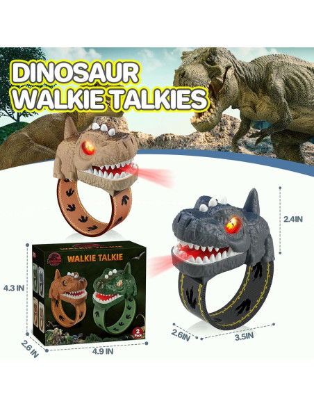 Walkie Talkies Dinosaurio T-Rex Recargables para Niños 2 Pack