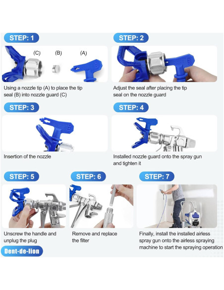Kit de Pistola Pulverizadora Sin Aire Dent-de-lion 13 Piezas