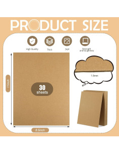30 Hojas de Cartón Kraft 21.6 x 28 cm 70 Puntos Manualidades 2