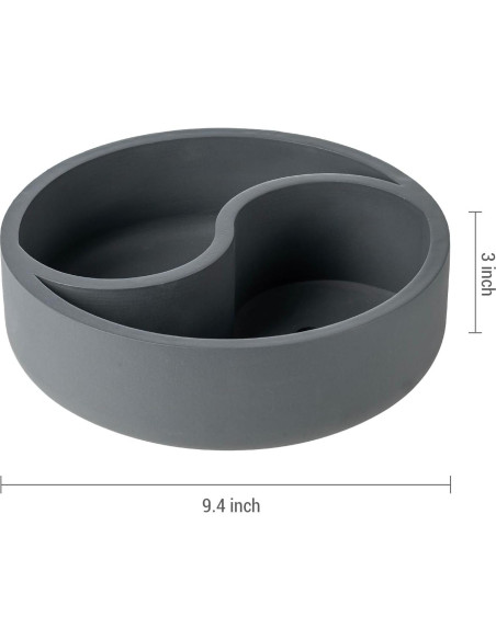Maceta Yin Yang de Concreto Gris MyGift 24.1 cm Drenaje
