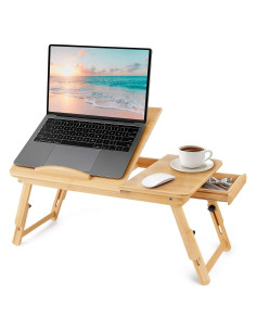 Escritorio Plegable de Bambú Usofhaus con Cajón Ajustable 49.5x29.5cm