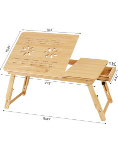 Escritorio Plegable de Bambú Usofhaus con Cajón Ajustable 49.5x29.5cm 2