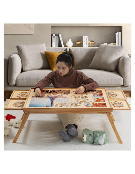 Mesa de Rompecabezas Plegable TEAKMAMA 1500 Piezas Natural