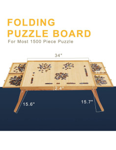 Mesa de Rompecabezas Plegable TEAKMAMA 1500 Piezas Natural 2